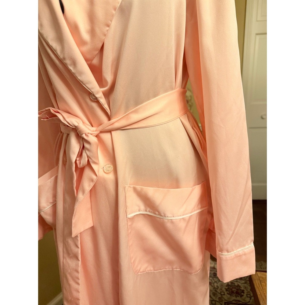 Vtg Eve Stillman New York Peach/Pink Long Robe Belted Shawl Collar Taiwan Sz M